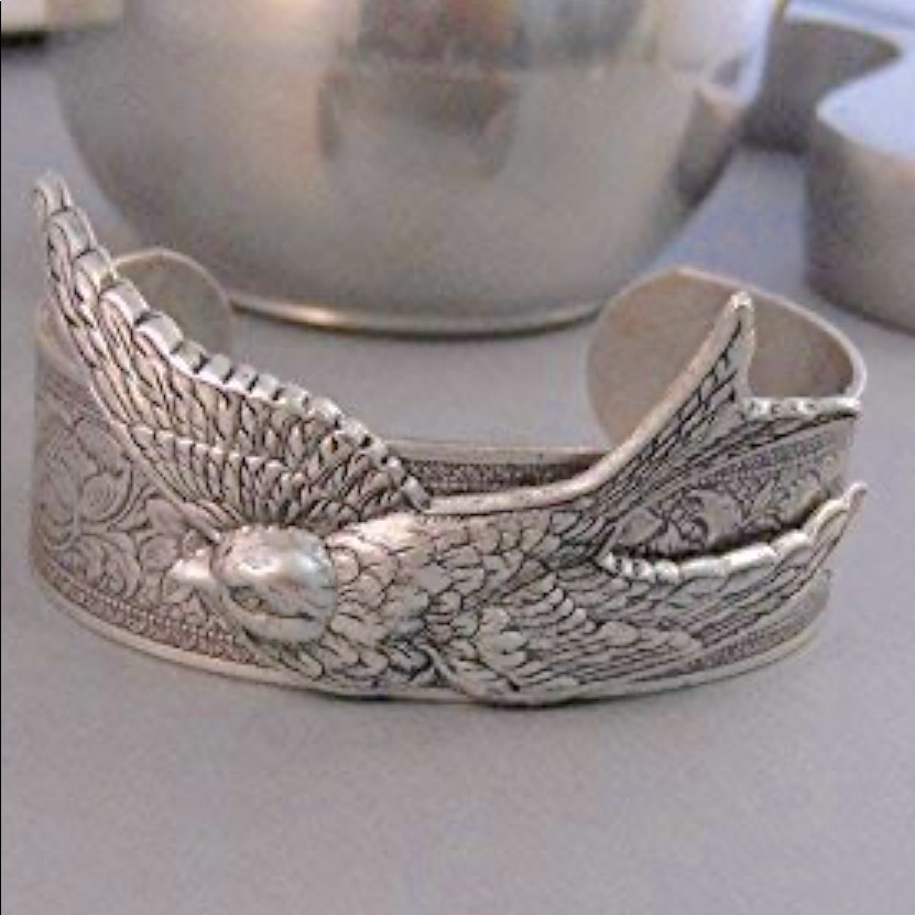 Cuff Bracelet Sparrow Bird Silver Silver Cuff Bird Vintage Boho Gypsy Witch Fall